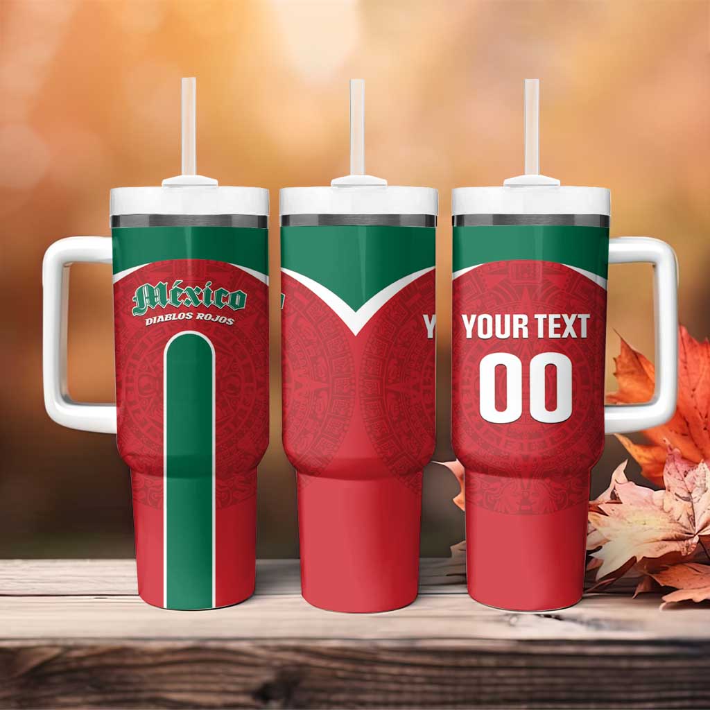 Custom Baseball Mexico Diablos Rojos Tumbler With Handle Red Devils Aztec Pattern