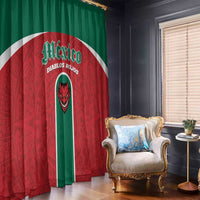 Baseball Mexico Diablos Rojos Window Curtain Red Devils Aztec Pattern
