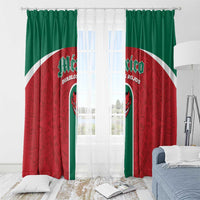 Baseball Mexico Diablos Rojos Window Curtain Red Devils Aztec Pattern