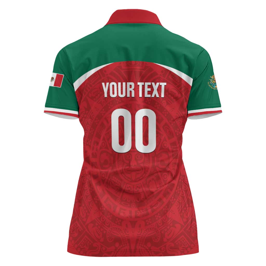 Custom Baseball Mexico Diablos Rojos Women Polo Shirt Red Devils Aztec Pattern