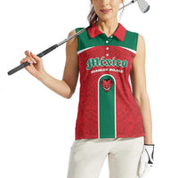 Custom Baseball Mexico Diablos Rojos Women Sleeveless Polo Shirt Red Devils Aztec Pattern