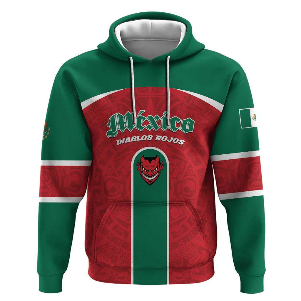 Custom Baseball Mexico Diablos Rojos Zip Hoodie Red Devils Aztec Pattern