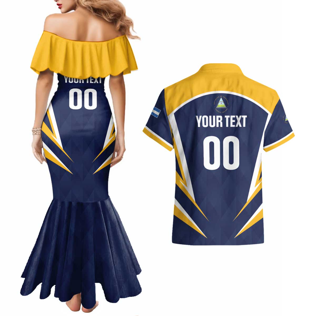 Custom Baseball Tigres Chinandega Couples Matching Mermaid Dress and Hawaiian Shirt Go Nicaragua Boys