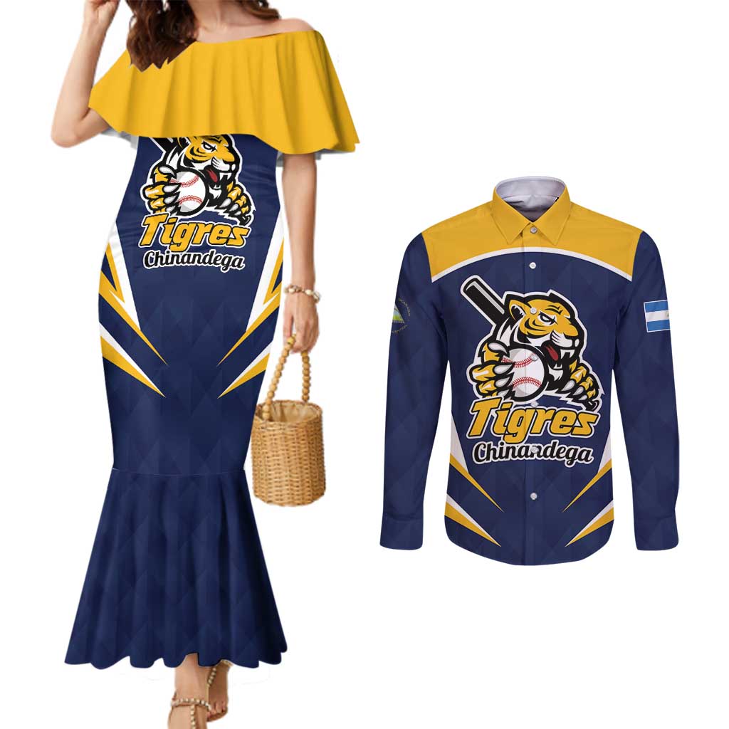 Custom Baseball Tigres Chinandega Couples Matching Mermaid Dress and Long Sleeve Button Shirt Go Nicaragua Boys