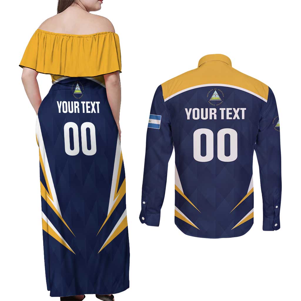 Custom Baseball Tigres Chinandega Couples Matching Off Shoulder Maxi Dress and Long Sleeve Button Shirt Go Nicaragua Boys