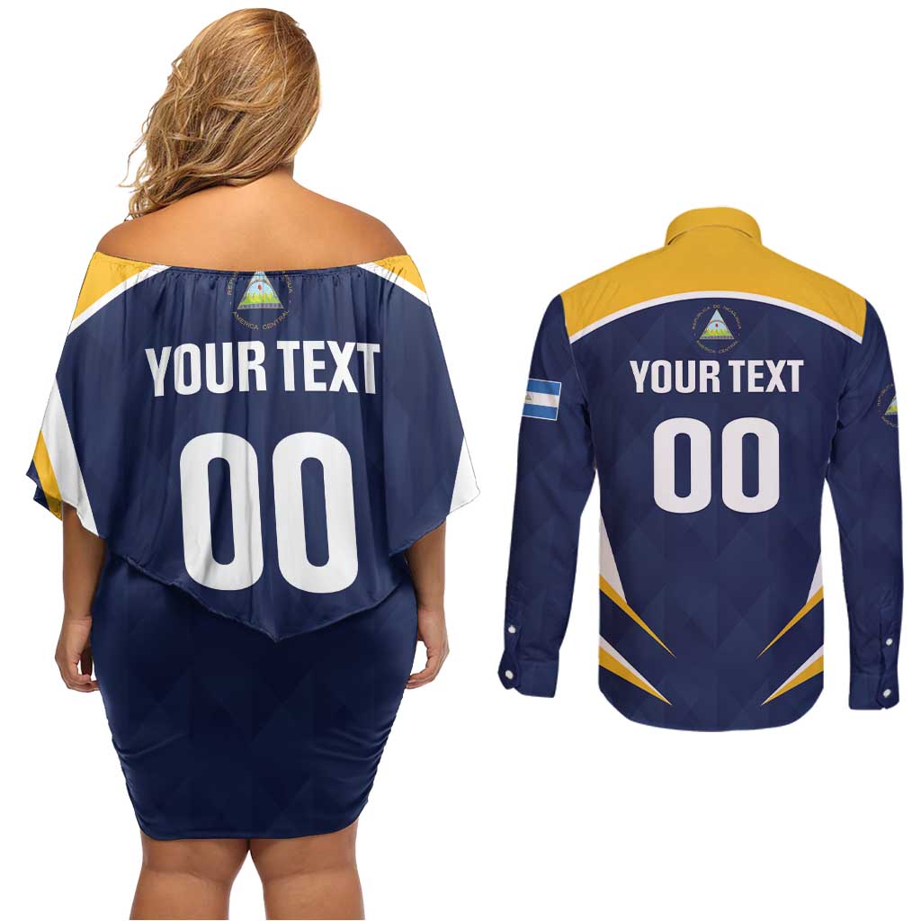 Custom Baseball Tigres Chinandega Couples Matching Off Shoulder Short Dress and Long Sleeve Button Shirt Go Nicaragua Boys