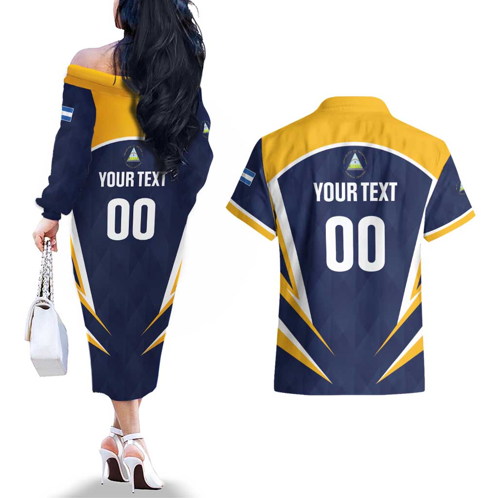 Custom Baseball Tigres Chinandega Couples Matching Off The Shoulder Long Sleeve Dress and Hawaiian Shirt Go Nicaragua Boys