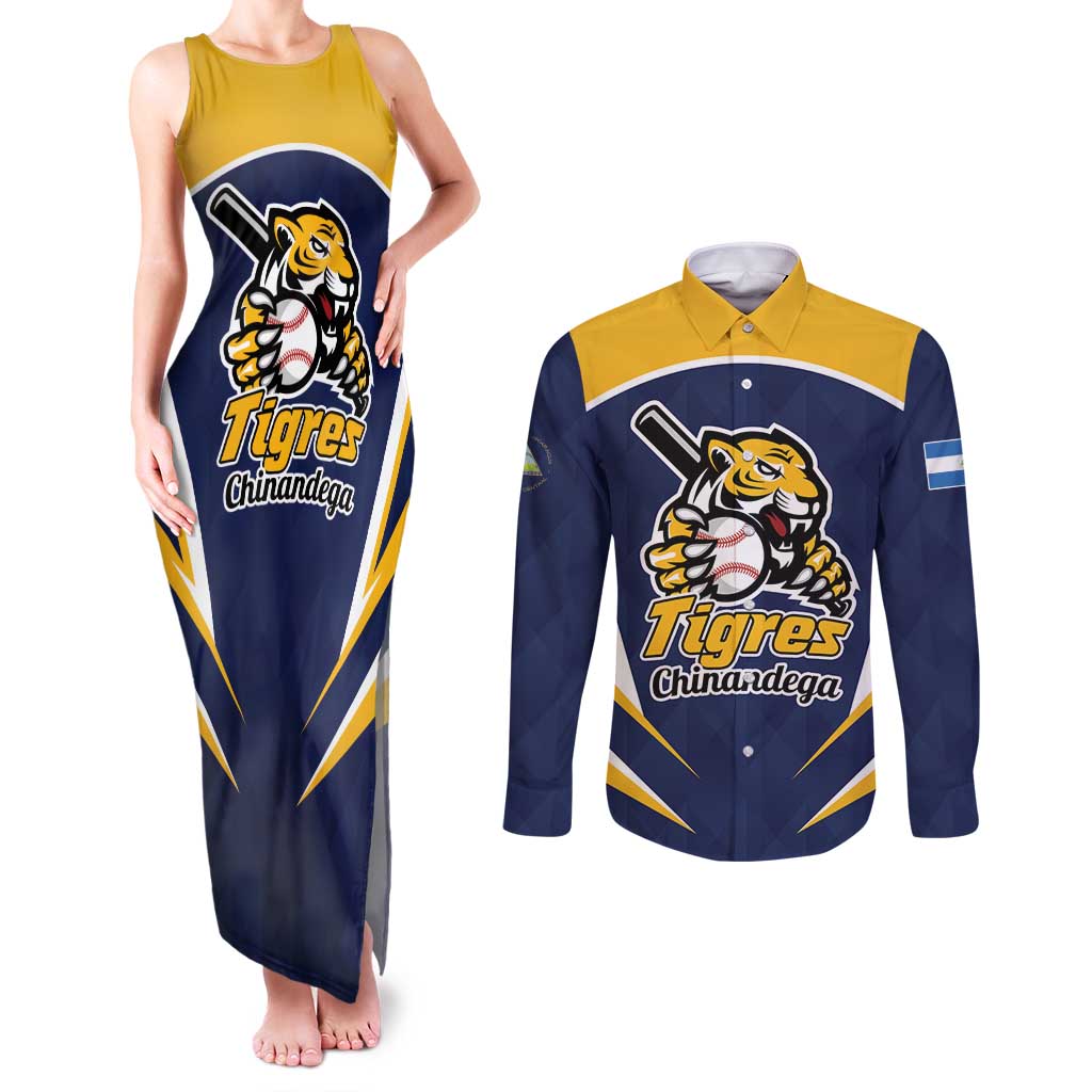 Custom Baseball Tigres Chinandega Couples Matching Tank Maxi Dress and Long Sleeve Button Shirt Go Nicaragua Boys