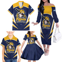 Custom Baseball Tigres Chinandega Family Matching Off The Shoulder Long Sleeve Dress and Hawaiian Shirt Go Nicaragua Boys