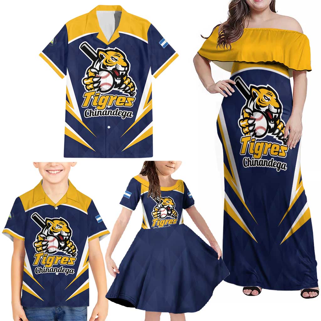 Custom Baseball Tigres Chinandega Family Matching Off Shoulder Maxi Dress and Hawaiian Shirt Go Nicaragua Boys