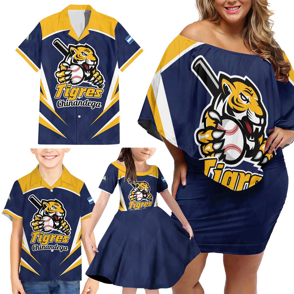 Custom Baseball Tigres Chinandega Family Matching Off Shoulder Short Dress and Hawaiian Shirt Go Nicaragua Boys