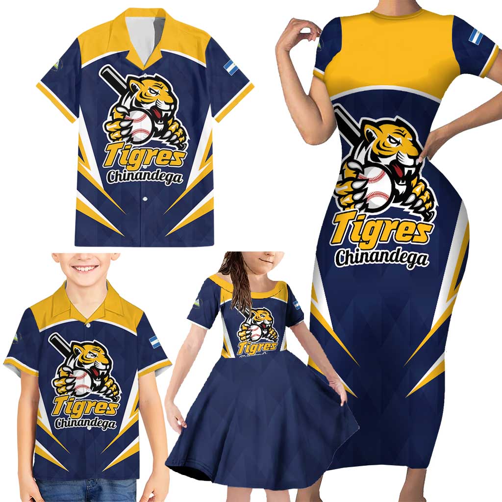 Custom Baseball Tigres Chinandega Family Matching Short Sleeve Bodycon Dress and Hawaiian Shirt Go Nicaragua Boys