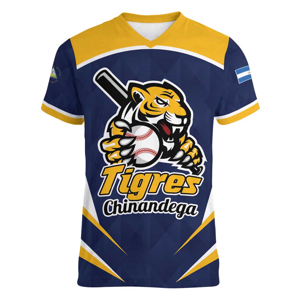 Custom Baseball Tigres Chinandega Women V-Neck T-Shirt Go Nicaragua Boys