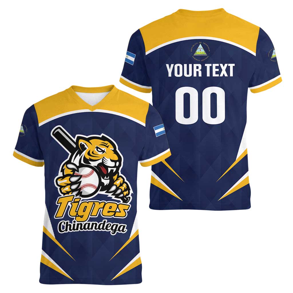 Custom Baseball Tigres Chinandega Women V-Neck T-Shirt Go Nicaragua Boys