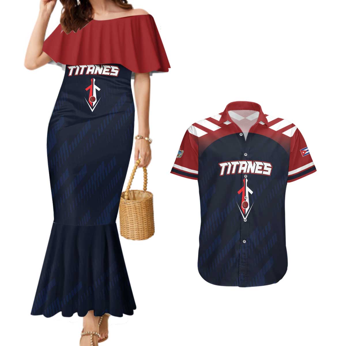 Custom Baseball Titanes Florida Couples Matching Mermaid Dress and Hawaiian Shirt Puerto Rico Boys Come On