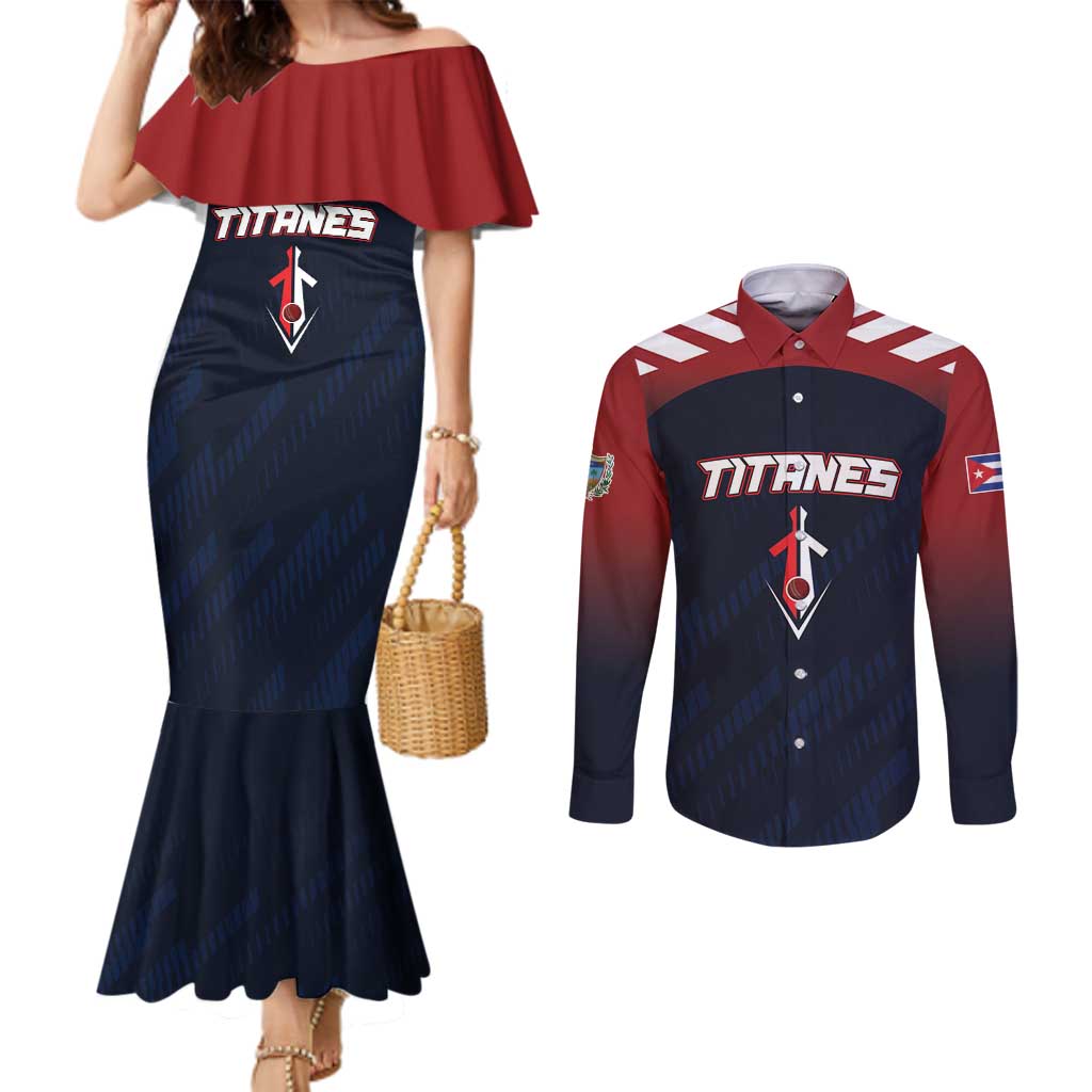 Custom Baseball Titanes Florida Couples Matching Mermaid Dress and Long Sleeve Button Shirt Puerto Rico Boys Come On
