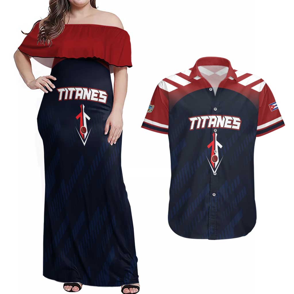 Custom Baseball Titanes Florida Couples Matching Off Shoulder Maxi Dress and Hawaiian Shirt Puerto Rico Boys Come On