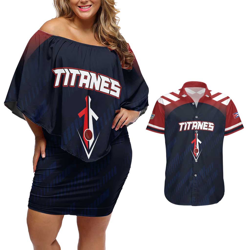 Custom Baseball Titanes Florida Couples Matching Off Shoulder Short Dress and Hawaiian Shirt Puerto Rico Boys Come On