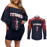 Custom Baseball Titanes Florida Couples Matching Off Shoulder Short Dress and Long Sleeve Button Shirt Puerto Rico Boys Come On