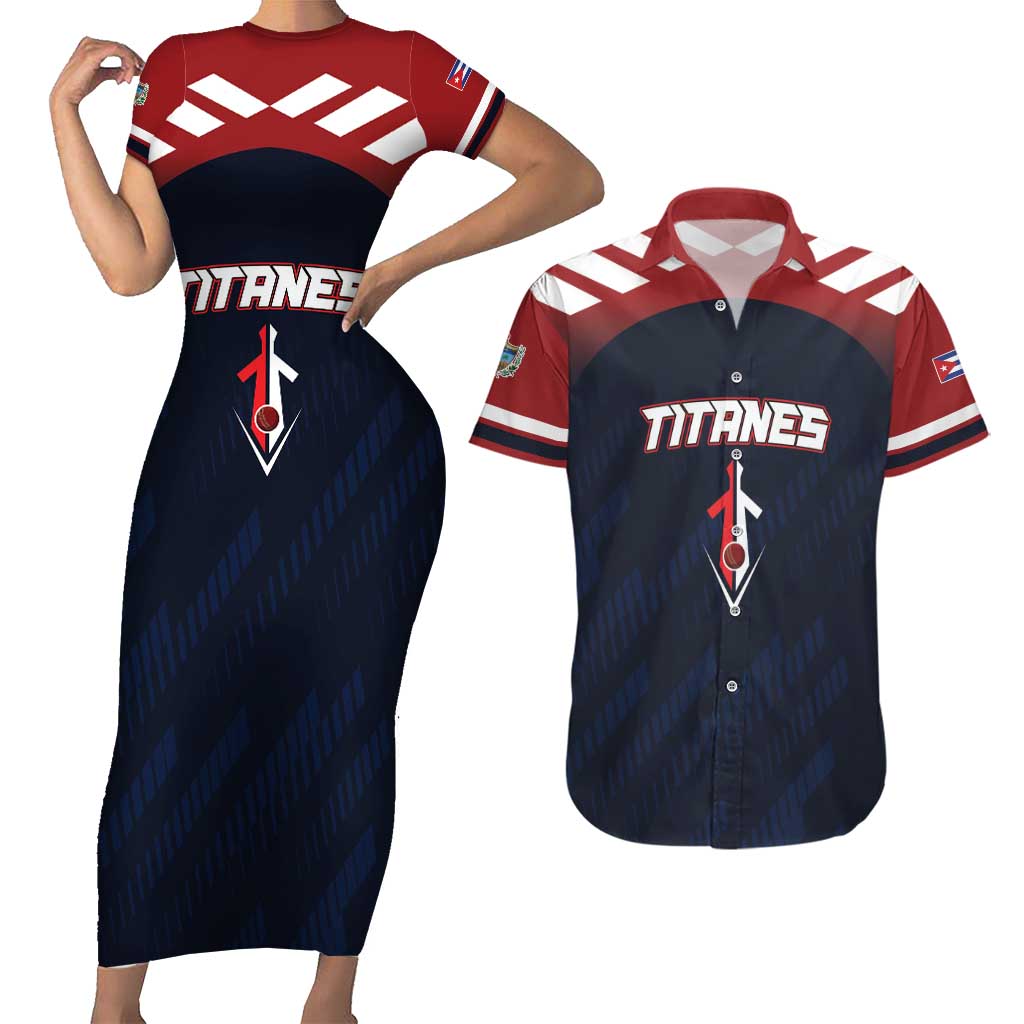 Custom Baseball Titanes Florida Couples Matching Short Sleeve Bodycon Dress and Hawaiian Shirt Puerto Rico Boys Come On