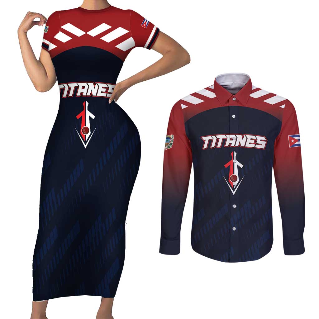 Custom Baseball Titanes Florida Couples Matching Short Sleeve Bodycon Dress and Long Sleeve Button Shirt Puerto Rico Boys Come On