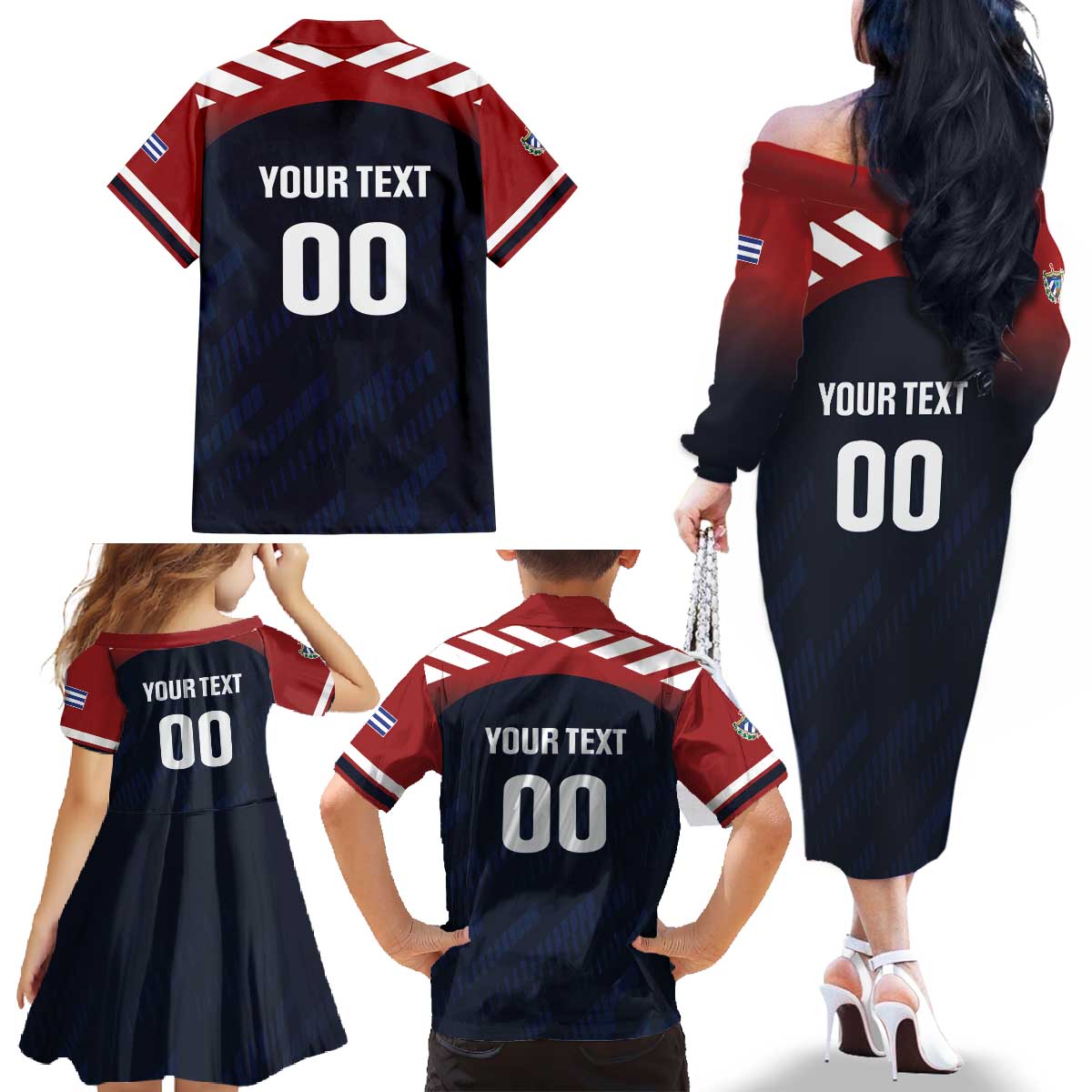 Custom Baseball Titanes Florida Family Matching Off The Shoulder Long Sleeve Dress and Hawaiian Shirt Puerto Rico Boys Come On