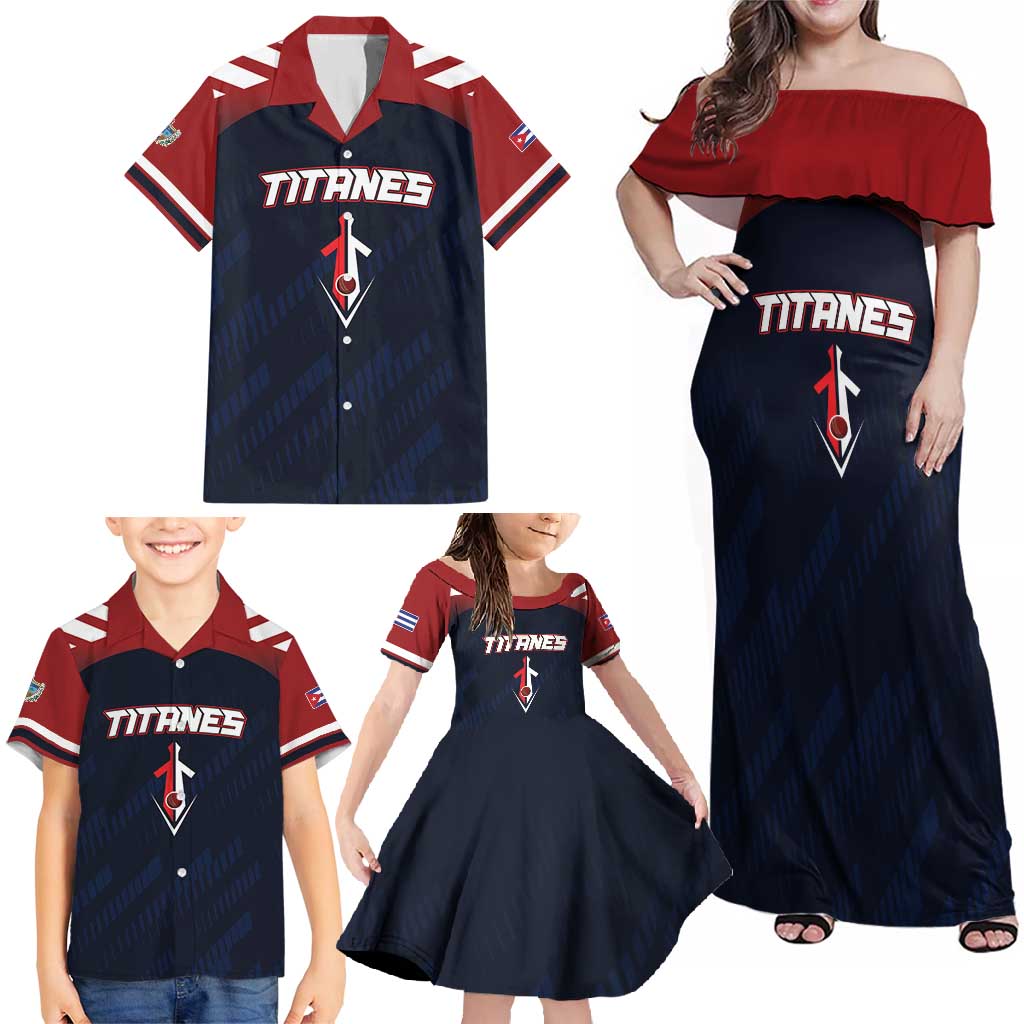 Custom Baseball Titanes Florida Family Matching Off Shoulder Maxi Dress and Hawaiian Shirt Puerto Rico Boys Come On