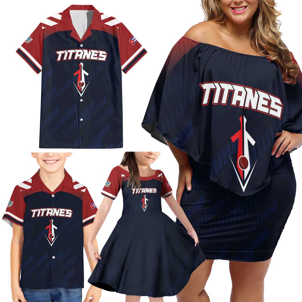 Custom Baseball Titanes Florida Family Matching Off Shoulder Short Dress and Hawaiian Shirt Puerto Rico Boys Come On