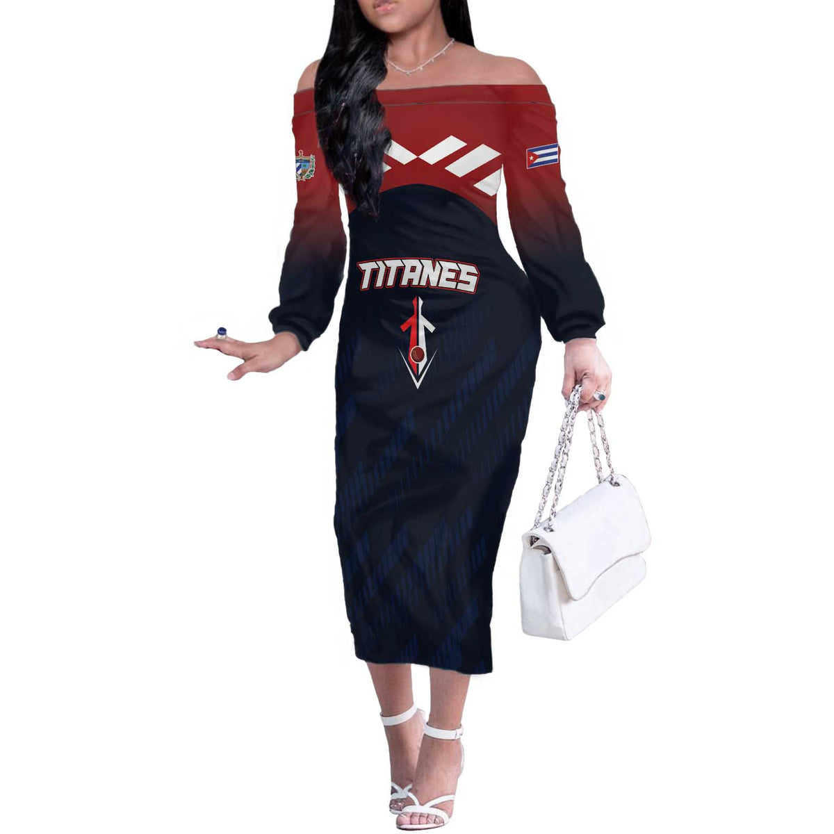 Custom Baseball Titanes Florida Off The Shoulder Long Sleeve Dress Puerto Rico Boys Come On
