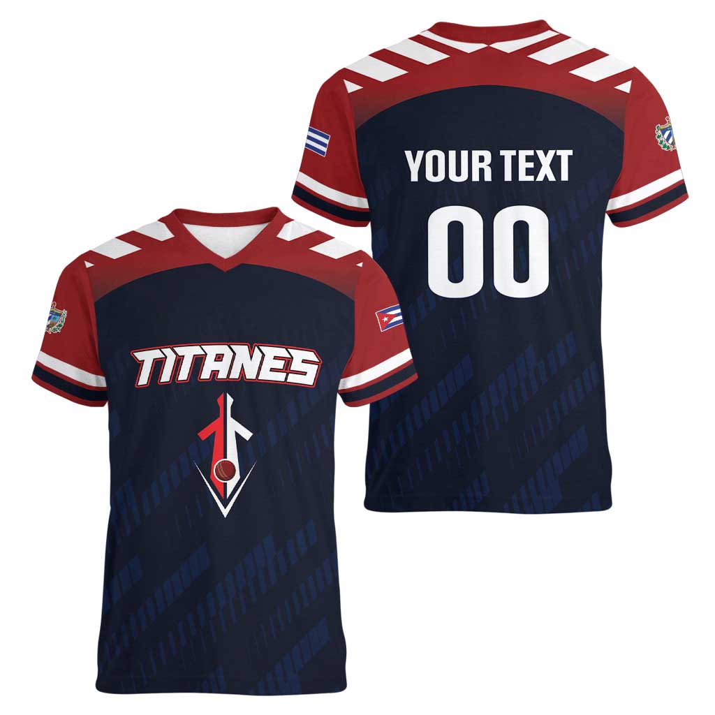 Custom Baseball Titanes Florida Women V-Neck T-Shirt Puerto Rico Boys Come On