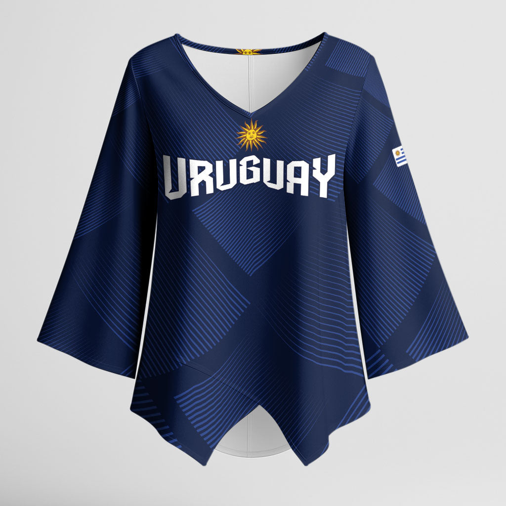 Custom Uruguay 2026 World Football Kimono Sleeve Blouse La Celeste Go Up To The Sky