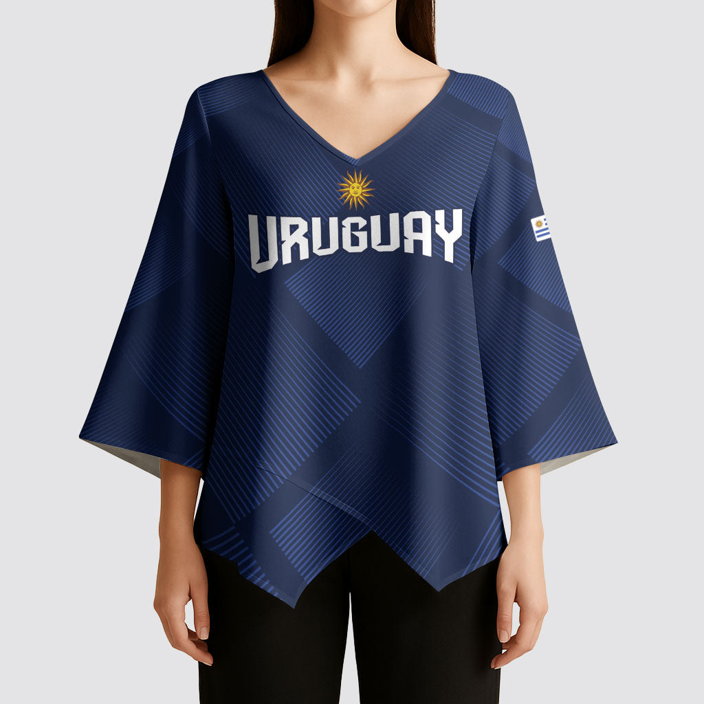 Custom Uruguay 2026 World Football Kimono Sleeve Blouse La Celeste Go Up To The Sky