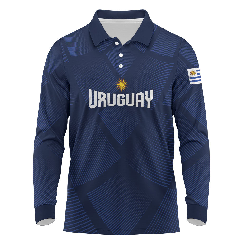 Custom Uruguay 2026 World Football Long Sleeve Polo Shirt La Celeste Go Up To The Sky