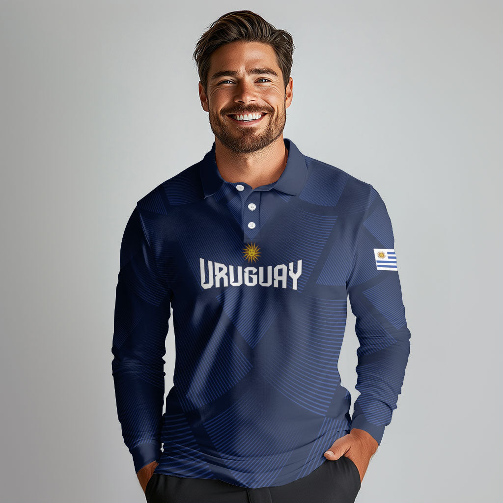 Custom Uruguay 2026 World Football Long Sleeve Polo Shirt La Celeste Go Up To The Sky