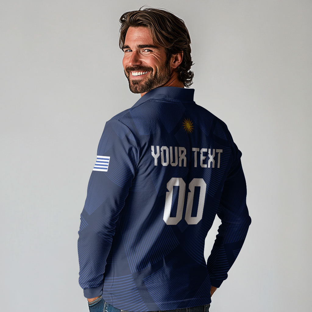 Custom Uruguay 2026 World Football Long Sleeve Polo Shirt La Celeste Go Up To The Sky