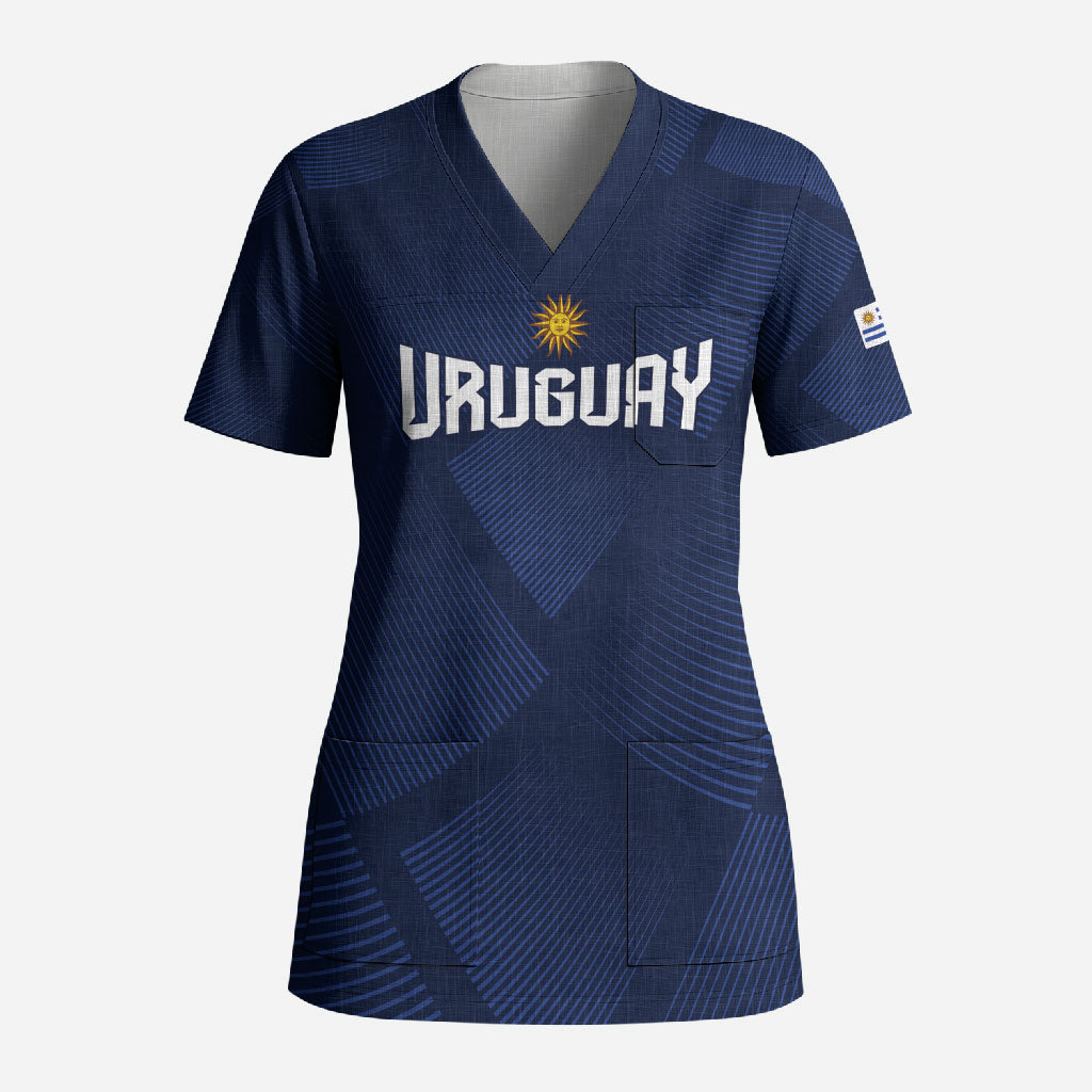 Custom Uruguay 2026 World Football Scrub Top La Celeste Go Up To The Sky