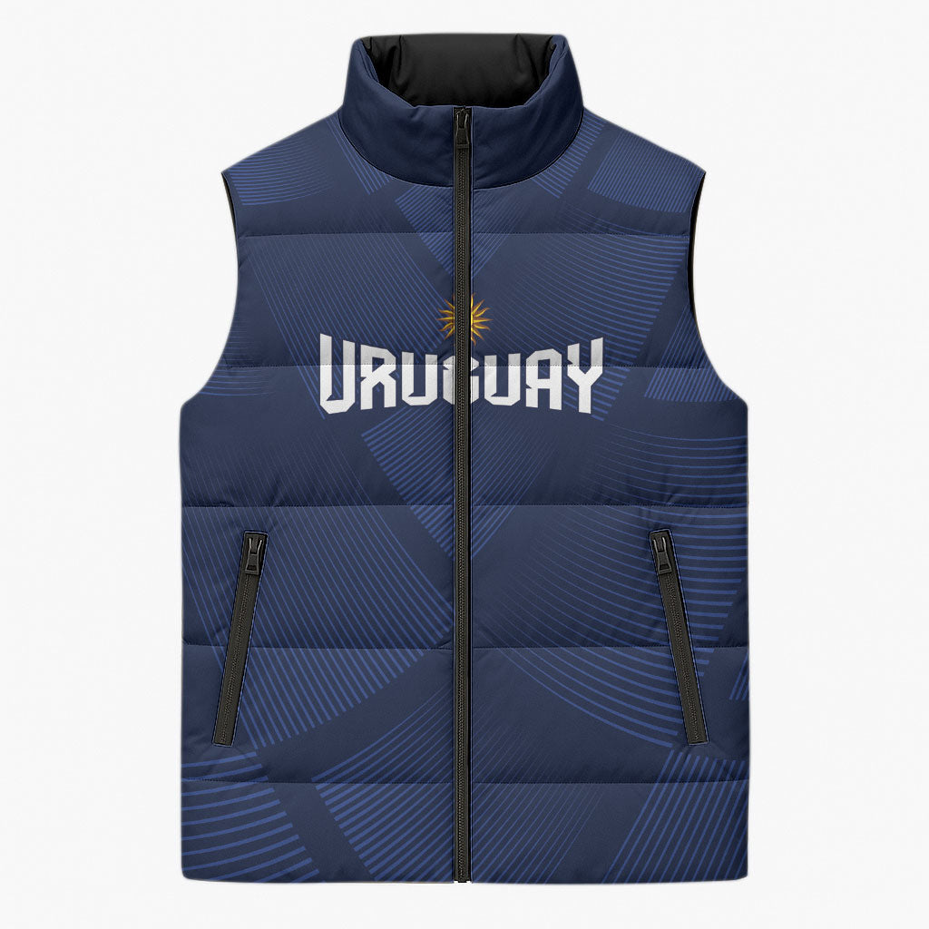 Custom Uruguay 2026 World Football Sleeveless Puffer Jacket La Celeste Go Up To The Sky