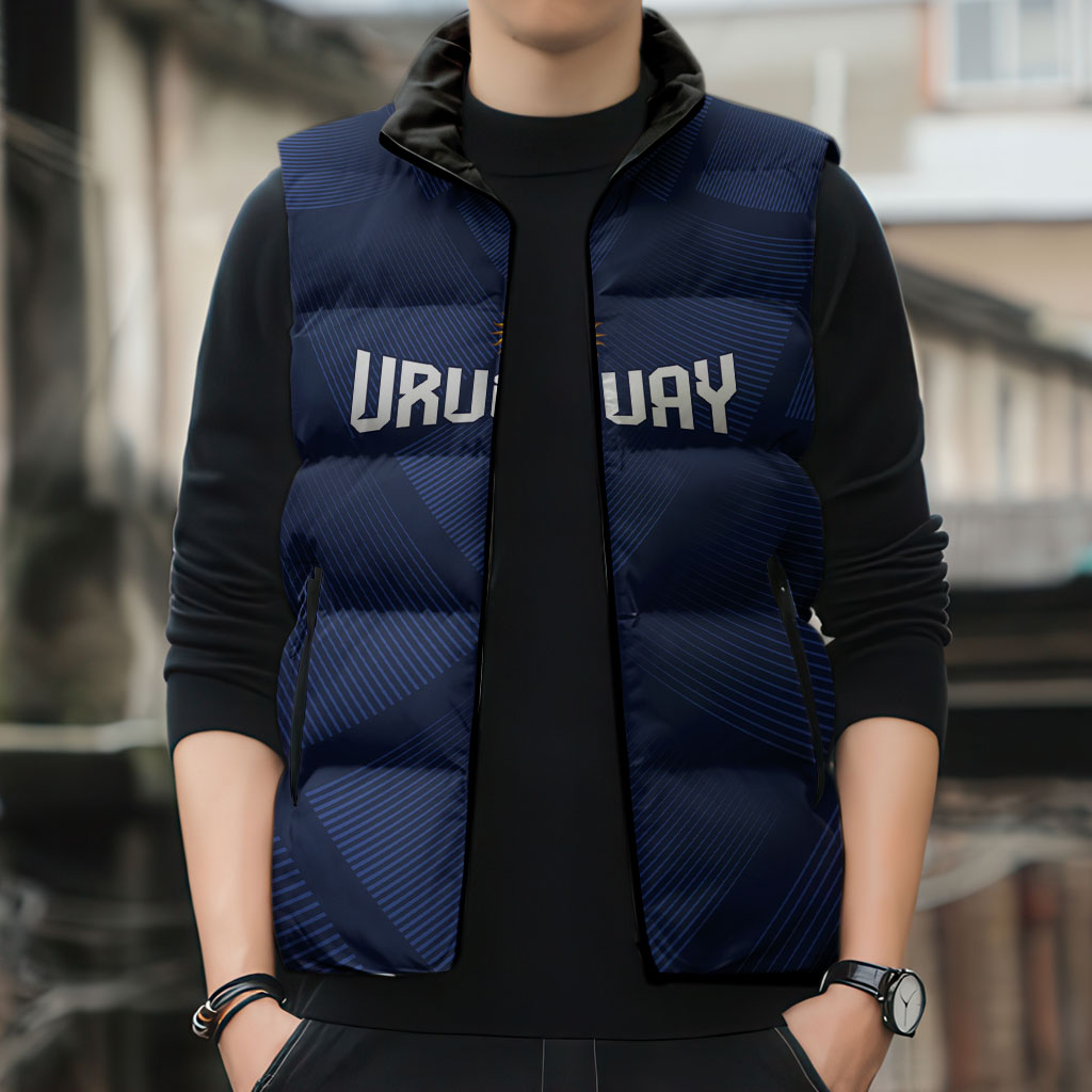 Custom Uruguay 2026 World Football Sleeveless Puffer Jacket La Celeste Go Up To The Sky