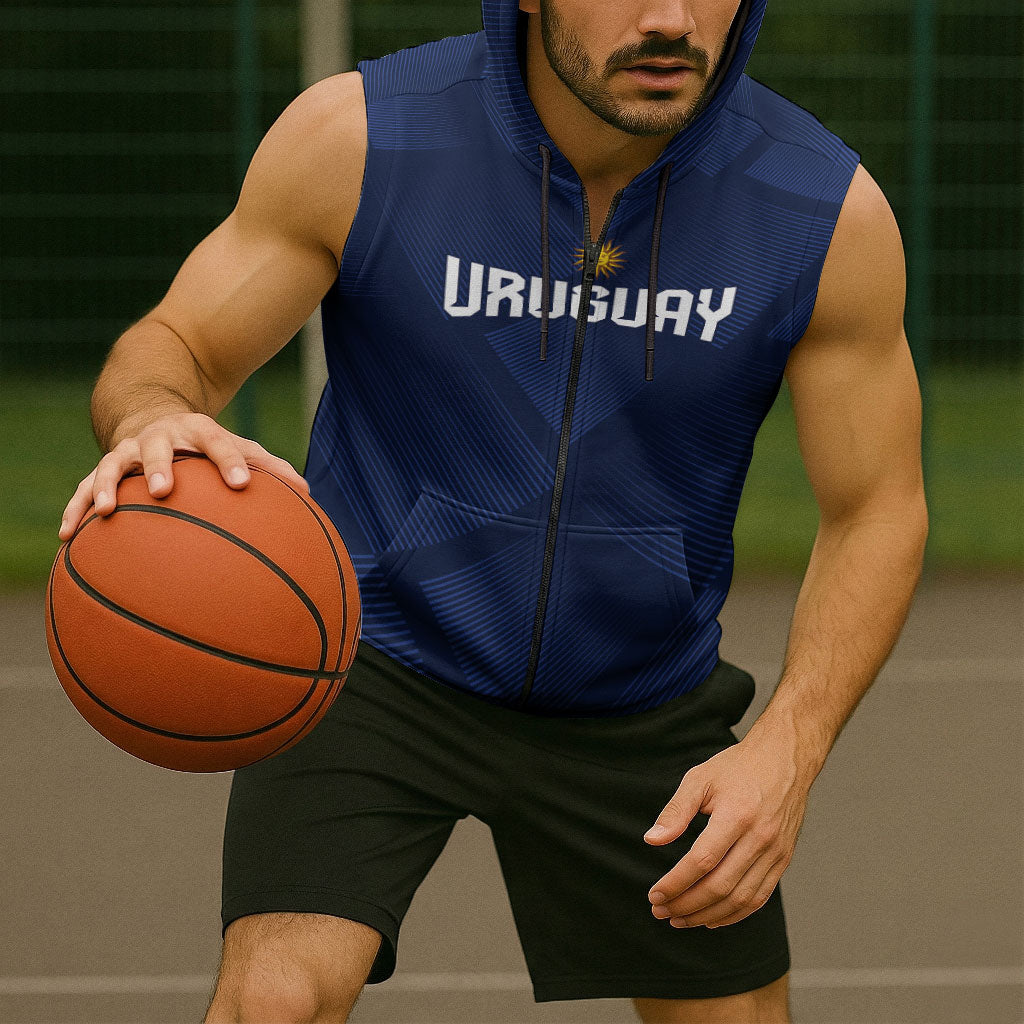 Custom Uruguay 2026 World Football Sleeveless Zip Hoodie La Celeste Go Up To The Sky