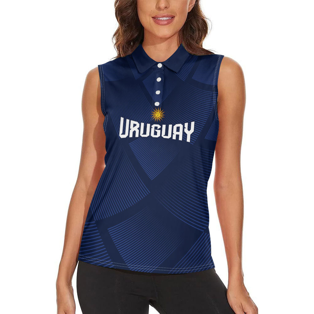 Custom Uruguay 2026 World Football Women Sleeveless Polo Shirt La Celeste Go Up To The Sky