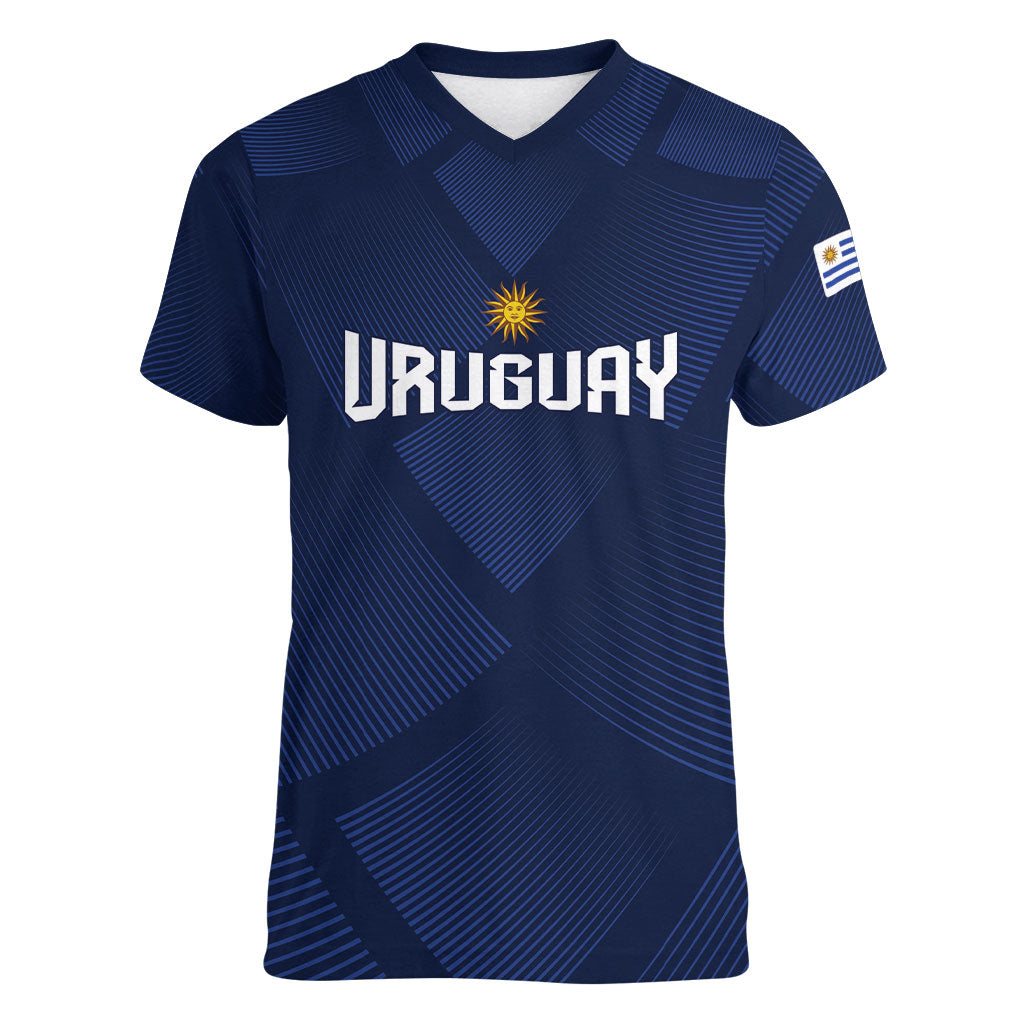 Custom Uruguay 2026 World Football Women V-Neck T-Shirt La Celeste Go Up To The Sky