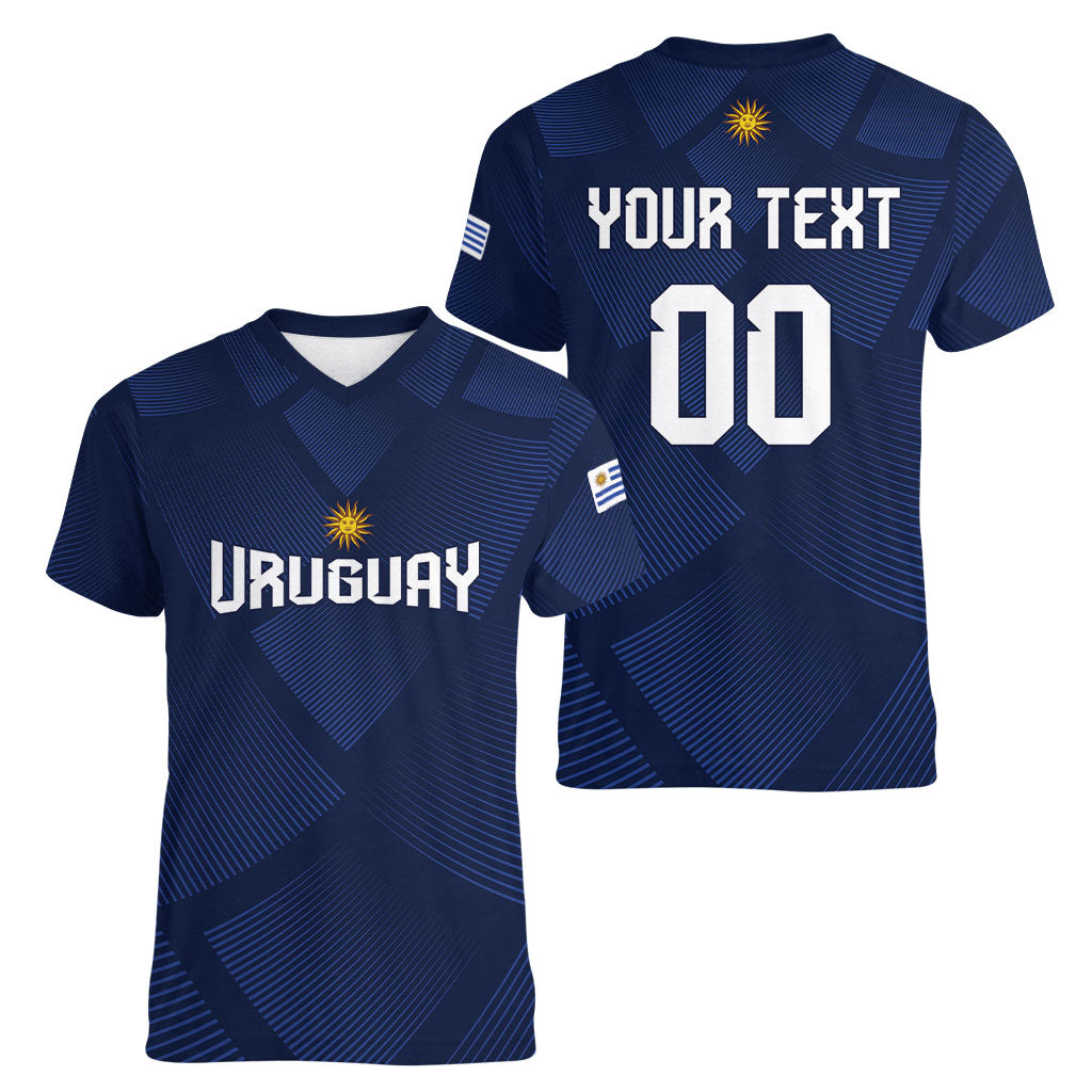 Custom Uruguay 2026 World Football Women V-Neck T-Shirt La Celeste Go Up To The Sky