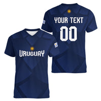 Custom Uruguay 2026 World Football Women V-Neck T-Shirt La Celeste Go Up To The Sky
