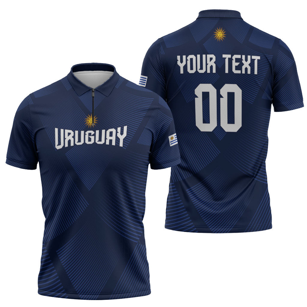 Custom Uruguay 2026 World Football Zipper Polo Shirt La Celeste Go Up To The Sky