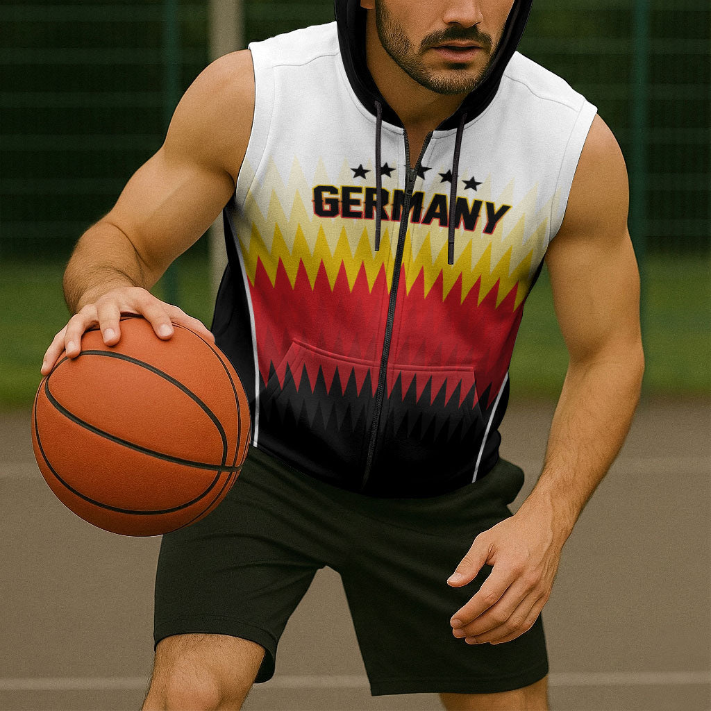 Custom Germany 2026 World Football Sleeveless Zip Hoodie Deutschland Die Mannschaft
