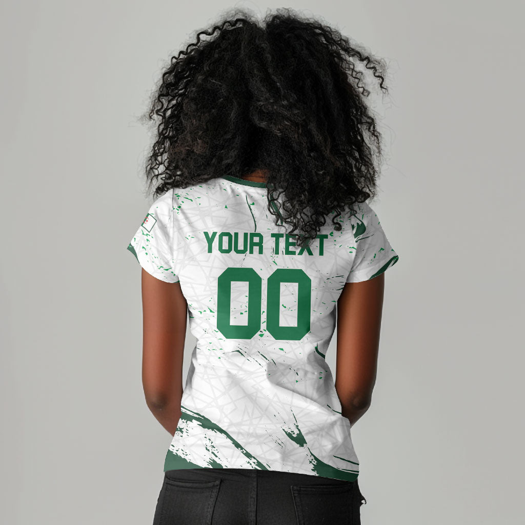 Custom Algeria 2026 World Football Women V-Neck T-Shirt Les Fennecs Come On