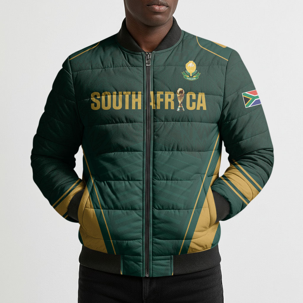Custom South Africa 2026 World Football Bomber Puffer Jacket Bafana Bafana Woza
