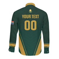 Custom South Africa 2026 World Football Long Sleeve Button Shirt Bafana Bafana Woza
