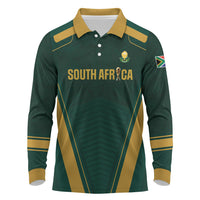 Custom South Africa 2026 World Football Long Sleeve Polo Shirt Bafana Bafana Woza