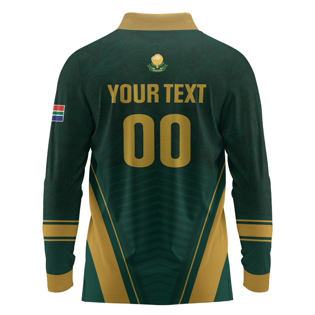 Custom South Africa 2026 World Football Long Sleeve Polo Shirt Bafana Bafana Woza